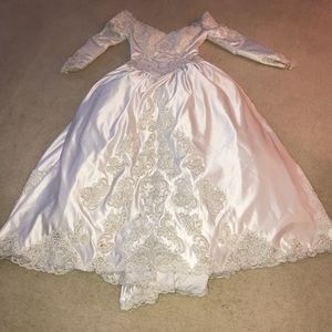 White satin wedding dress